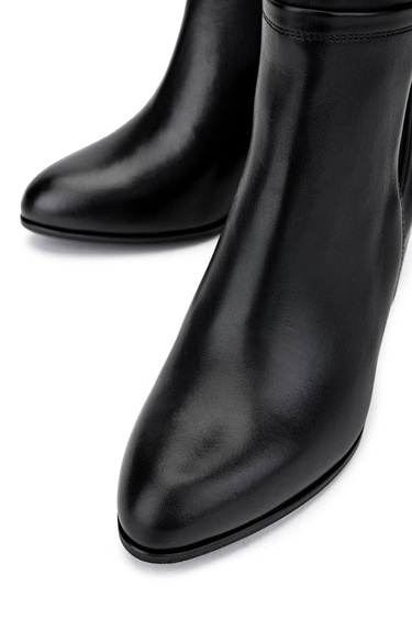  Tamer Tanca Kadın Hakiki Deri Siyah Deri Topuklu Çizme