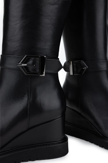  Tamer Tanca Kadın Hakiki Deri Siyah Deri Casual Çizme