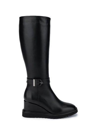  Tamer Tanca Kadın Hakiki Deri Siyah Deri Casual Çizme