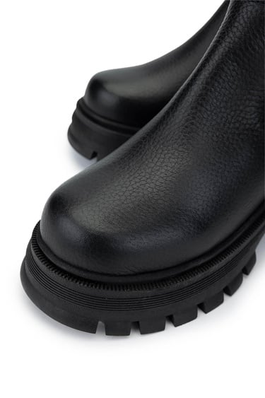  Tamer Tanca Kadın Hakiki Deri Siyah Floter Casual Çizme