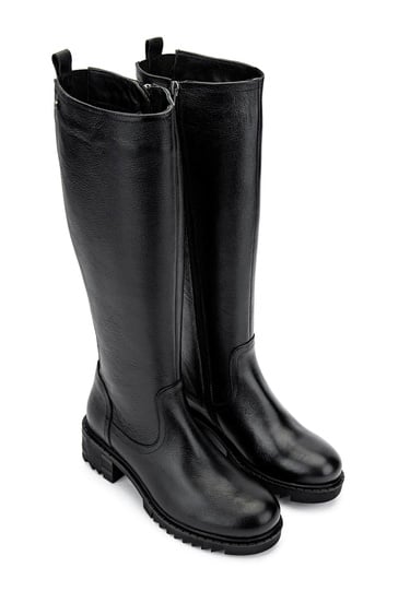  Tamer Tanca Kadın Hakiki Deri Siyah Casual Çizme