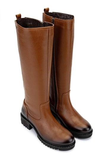  Tamer Tanca Kadın Hakiki Deri Taba Casual Çizme
