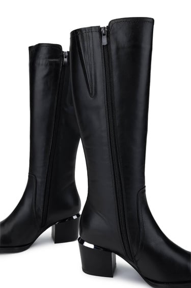  Tamer Tanca Kadın Hakiki Deri Siyah Analin Casual Çizme