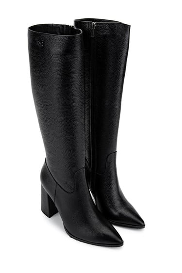  Tamer Tanca Kadın Hakiki Deri Siyah Klasik Çizme