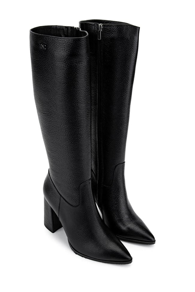  Tamer Tanca Kadın Hakiki Deri Siyah Klasik Çizme