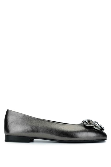  Tamer Tanca Kadın Hakiki Deri Gri Babet Ayakkabı