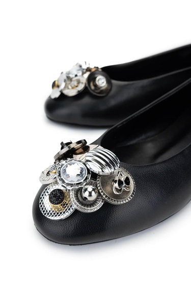  Tamer Tanca Kadın Hakiki Deri Siyah Babet Ayakkabı