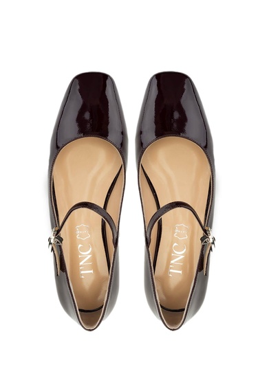  Tamer Tanca Kadın Hakiki Deri Bordo Rugan Babet Ayakkabı