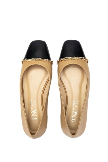  Tamer Tanca Kadın Hakiki Deri Bej Babet Ayakkabı