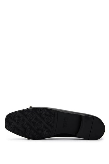  Tamer Tanca Kadın Hakiki Deri Siyah Babet Ayakkabı