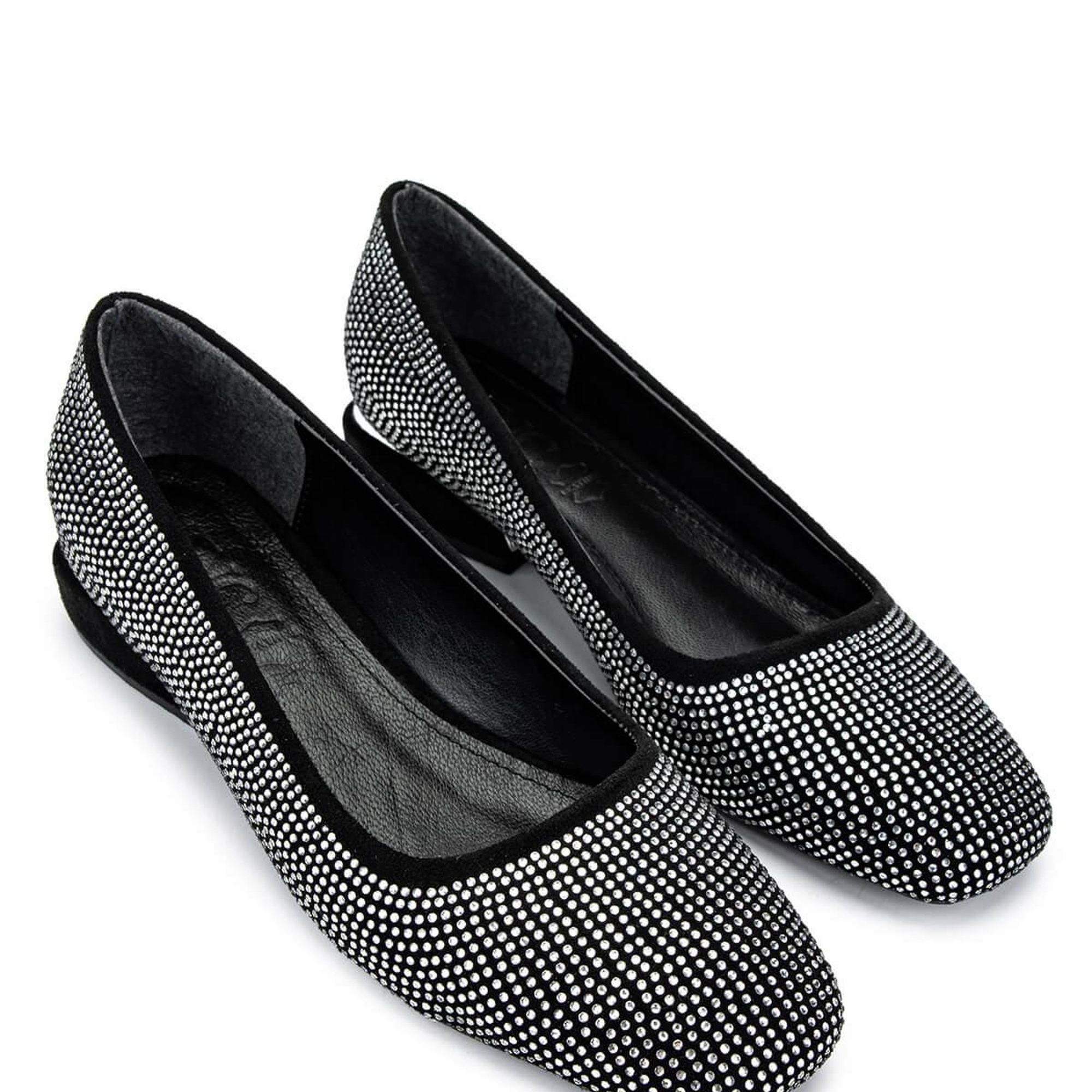 Tamer Tanca Kadın Vegan Siyah/Beyaz Taş Babet Ayakkabı