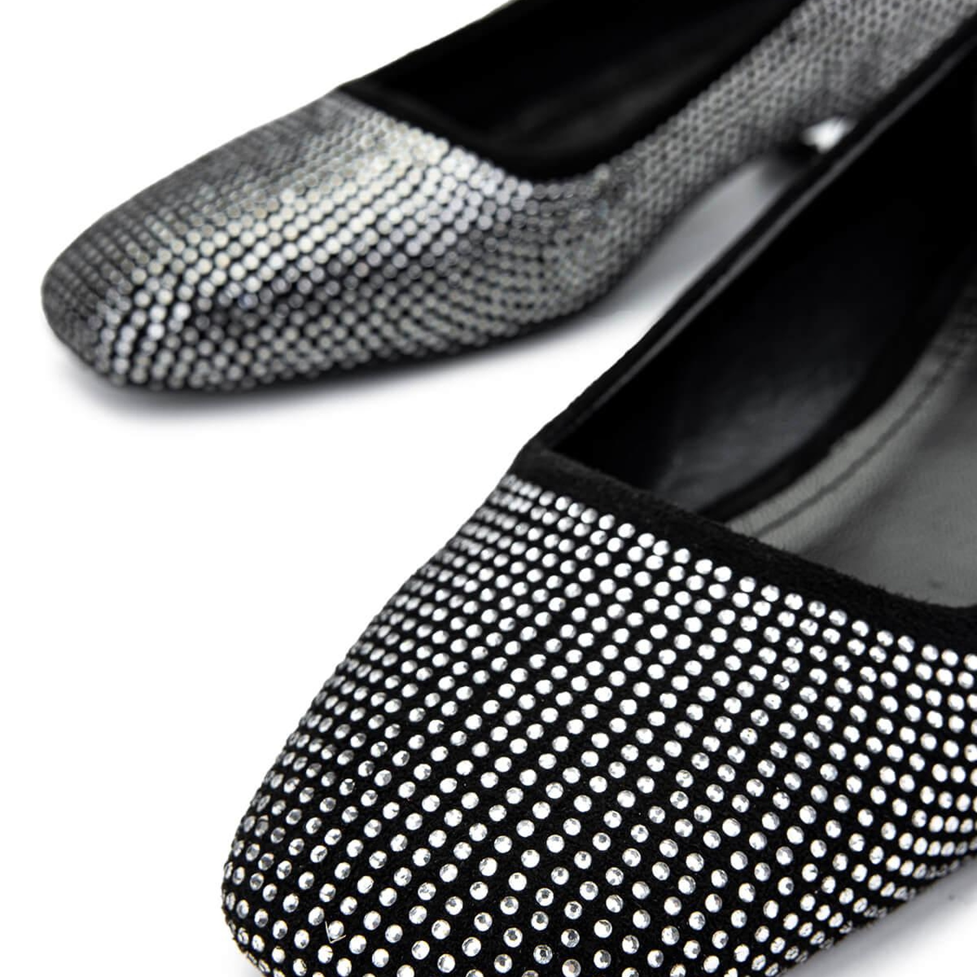 Tamer Tanca Kadın Vegan Siyah/Beyaz Taş Babet Ayakkabı