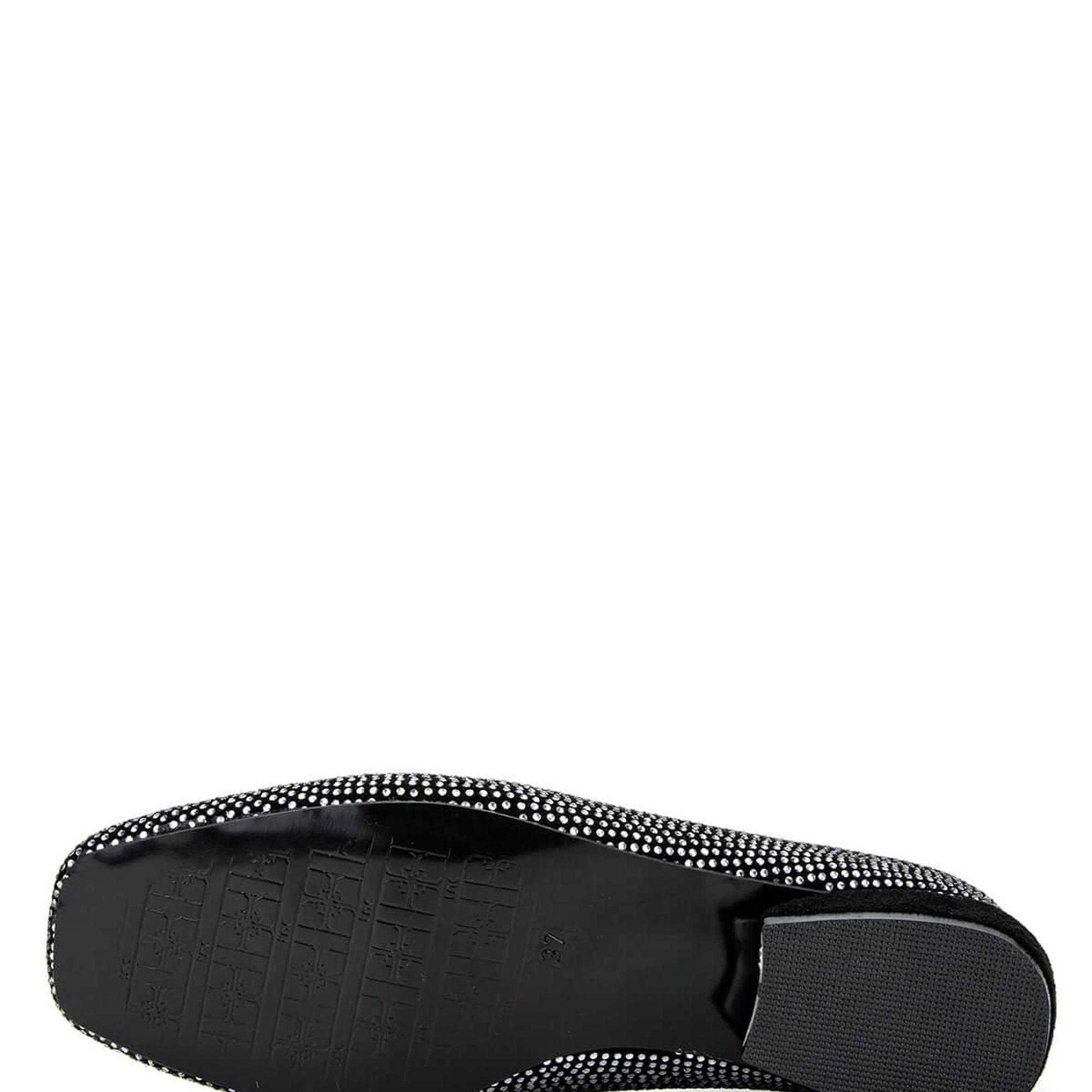 Tamer Tanca Kadın Vegan Siyah/Beyaz Taş Babet Ayakkabı