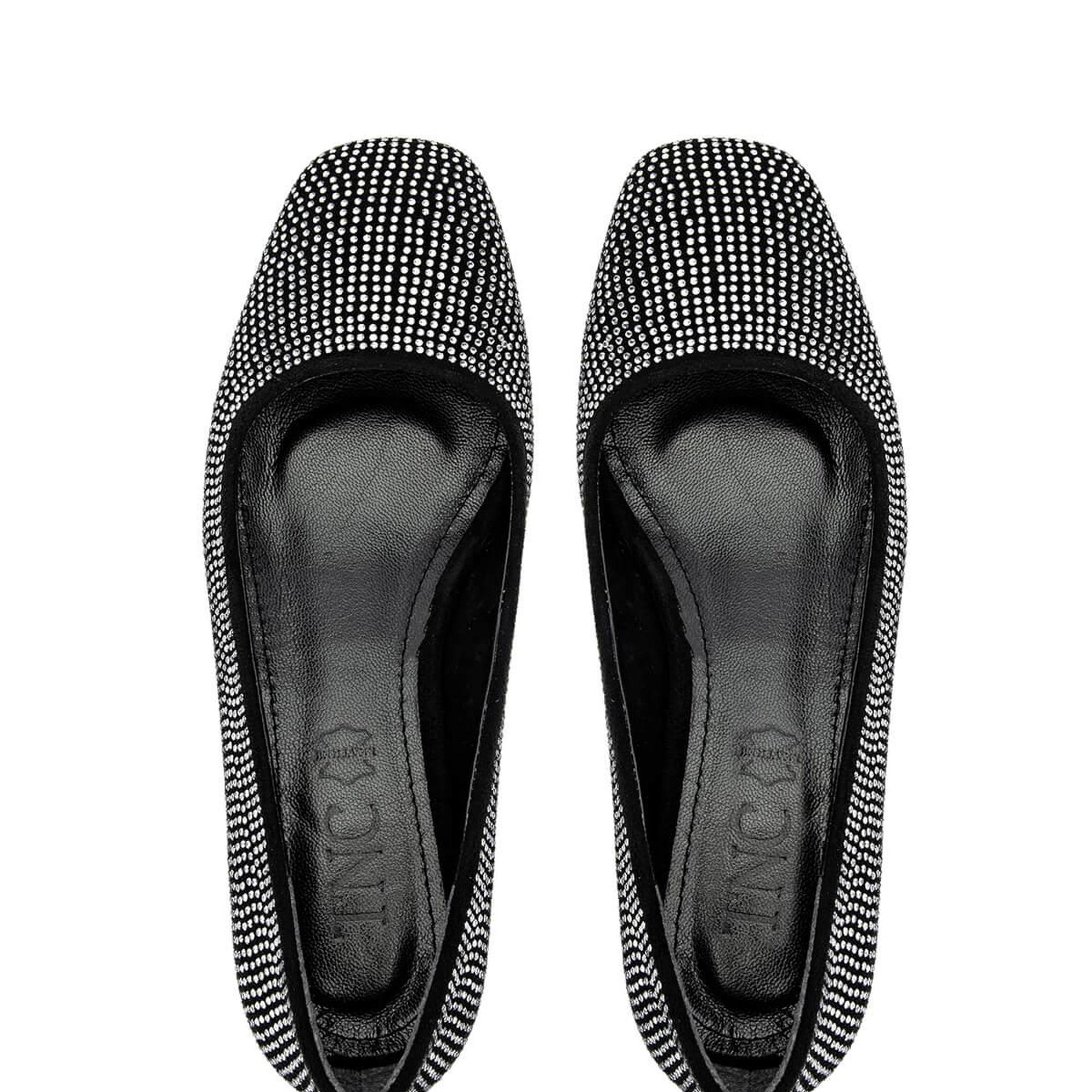 Tamer Tanca Kadın Vegan Siyah/Beyaz Taş Babet Ayakkabı