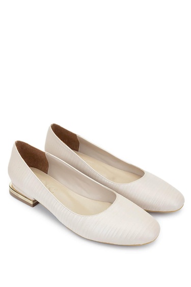  Tamer Tanca Kadın Hakiki Deri Bej Babet Ayakkabı