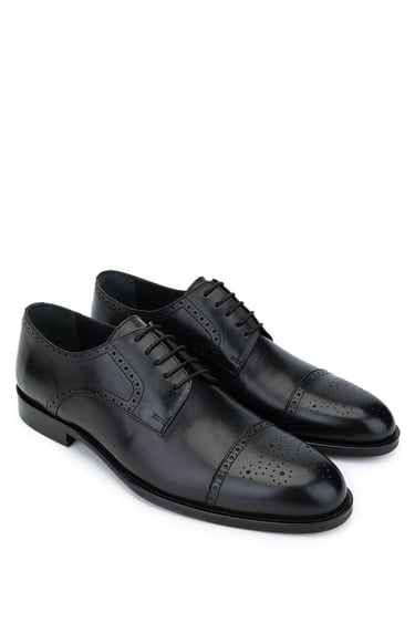  Tamer Tanca Erkek Hakiki Deri Siyah Klasik Ayakkabı