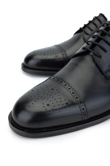  Tamer Tanca Erkek Hakiki Deri Siyah Klasik Ayakkabı