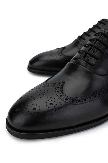  Tamer Tanca Erkek Hakiki Deri Siyah Klasik Ayakkabı