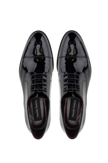  Tamer Tanca Erkek Hakiki Deri Siyah Rugan Klasik Ayakkabı