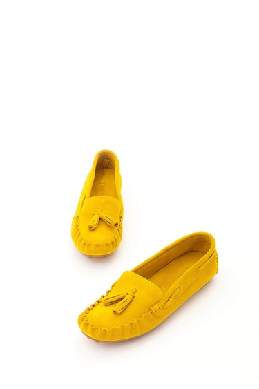  Tamer Tanca Kadın Hakiki Deri Sarı Driver Ayakkabı