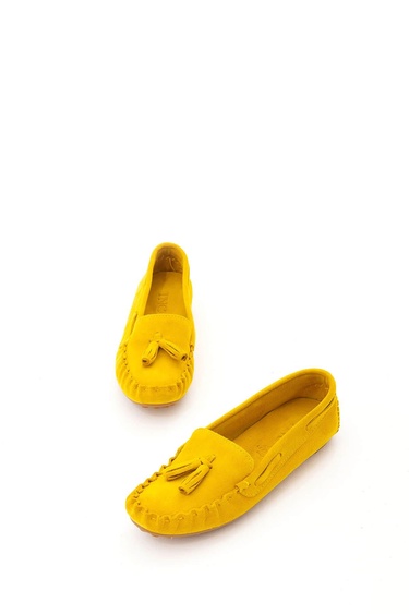  Tamer Tanca Kadın Hakiki Deri Sarı Driver Ayakkabı