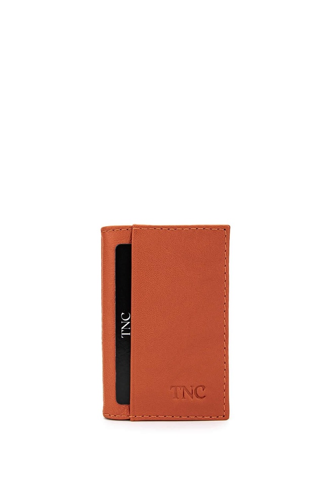  Tamer Tanca Unisex Hakiki Deri Turuncu Kartlık