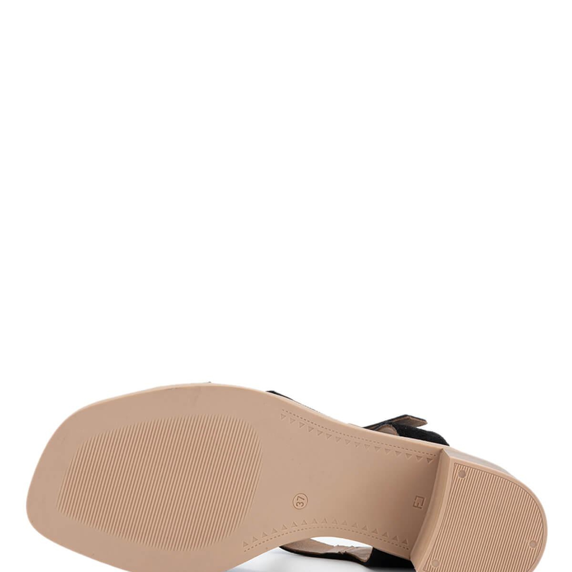 Tamer Tanca Kadın Hakiki Deri Siyah Süet Topuklu Sandalet