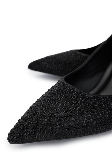  Tamer Tanca Kadın Vegan Siyah Topuklu Ayakkabı