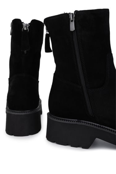  Tamer Tanca Kadın Hakiki Deri Siyah Süet Topuklu Bot