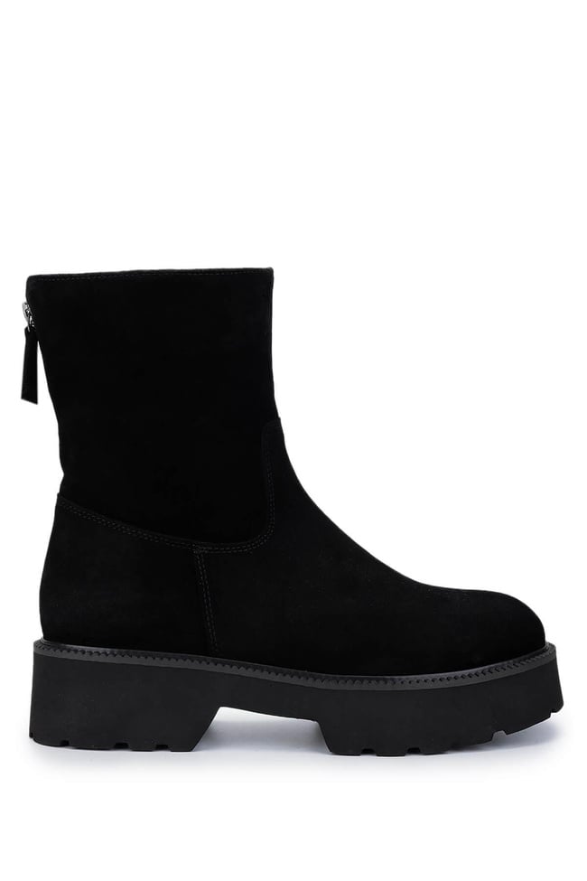  Tamer Tanca Kadın Hakiki Deri Siyah Süet Topuklu Bot