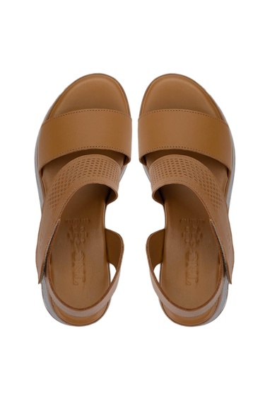  Tamer Tanca Kadın Hakiki Deri Taba Topuklu Sandalet