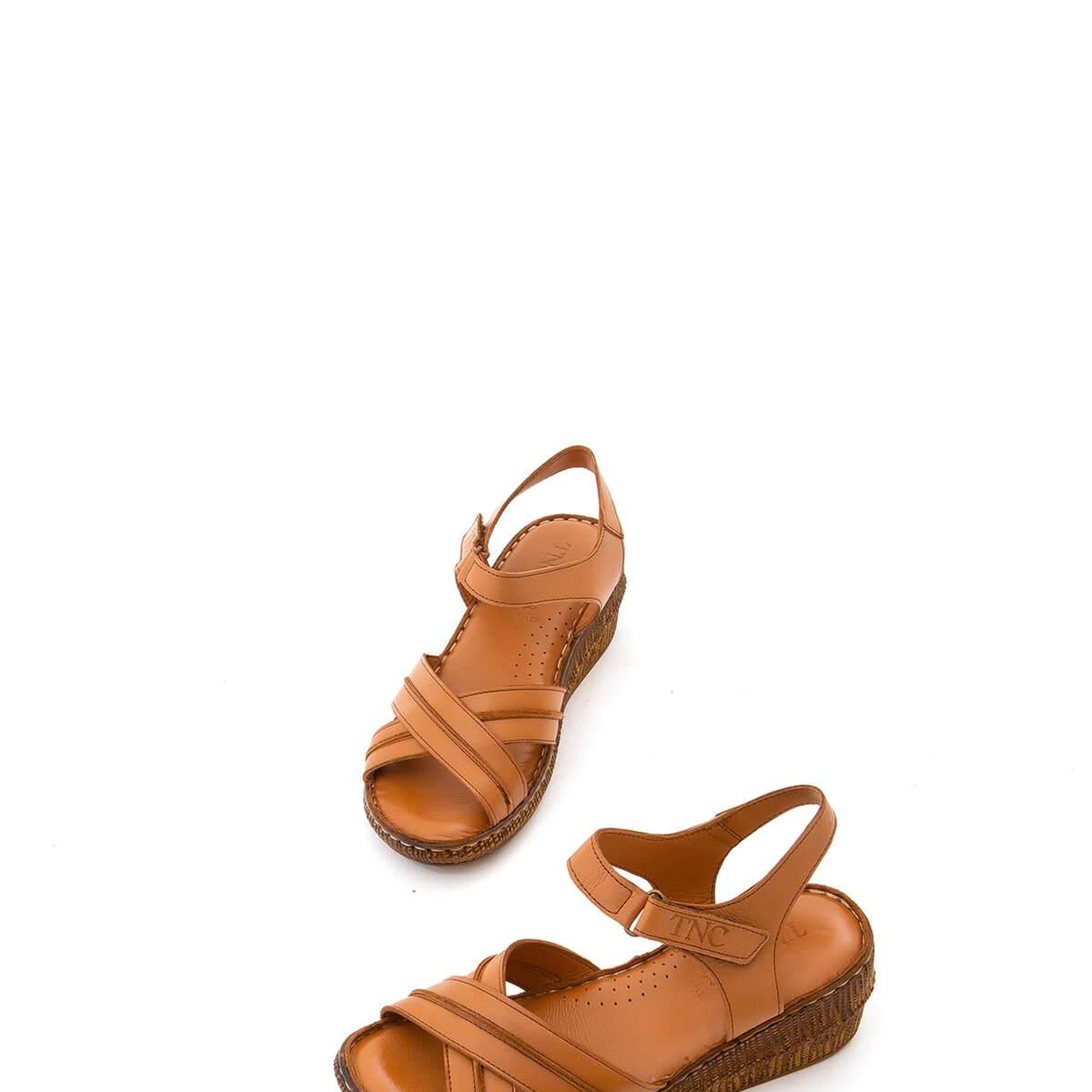 Tamer Tanca Kadın Hakiki Deri Taba Topuklu Sandalet