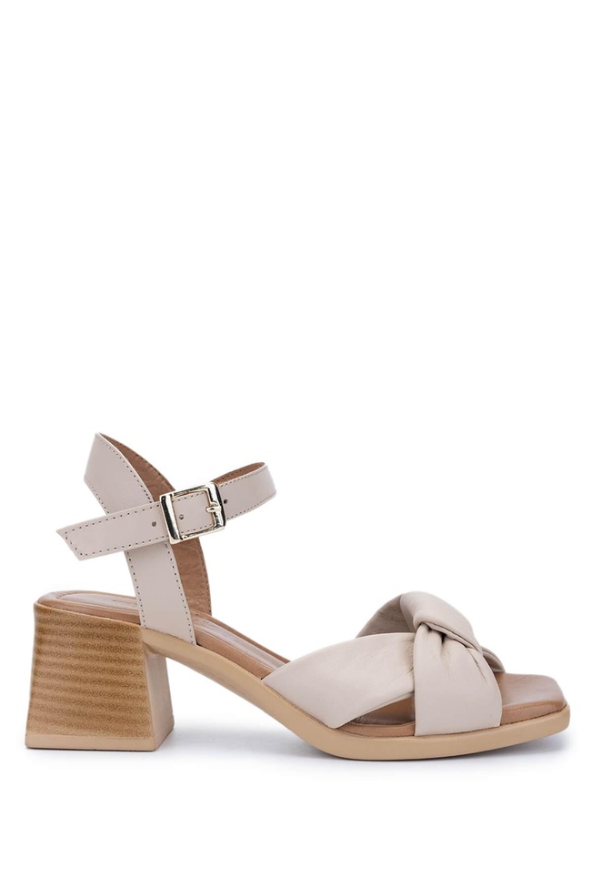  Tamer Tanca Kadın Vegan Bej Topuklu Sandalet