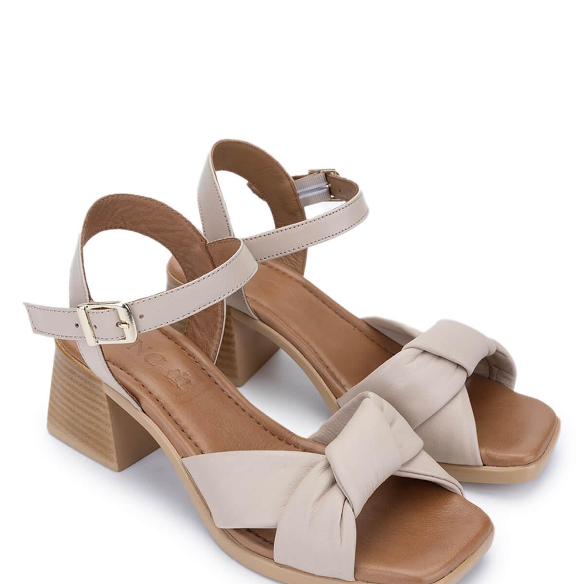 Tamer Tanca Kadın Vegan Bej Topuklu Sandalet