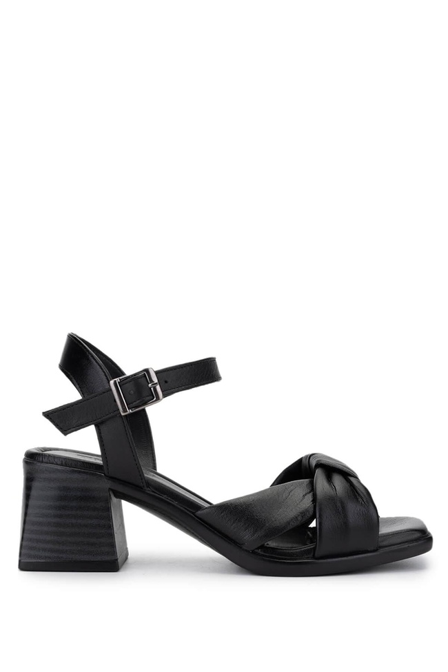  Tamer Tanca Kadın Vegan Siyah Topuklu Sandalet