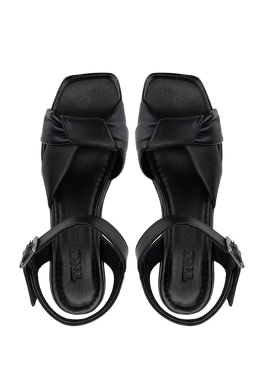  Tamer Tanca Kadın Vegan Siyah Topuklu Sandalet