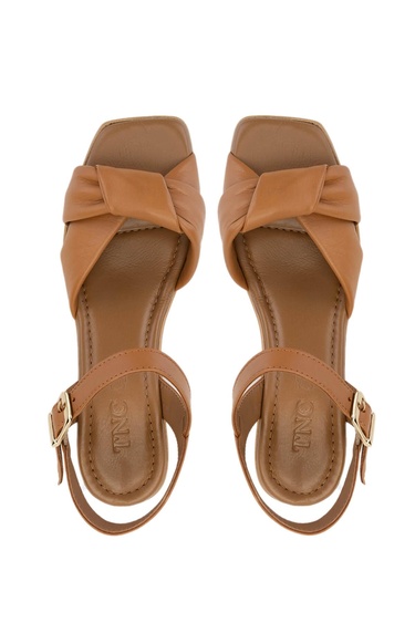  Tamer Tanca Kadın Vegan Taba Topuklu Sandalet