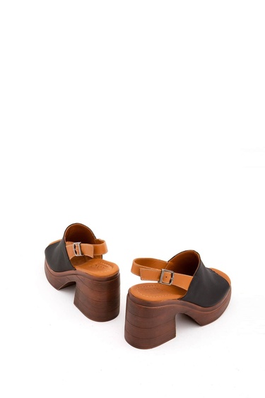  Tamer Tanca Kadın Hakiki Deri Siyah Topuklu Sandalet