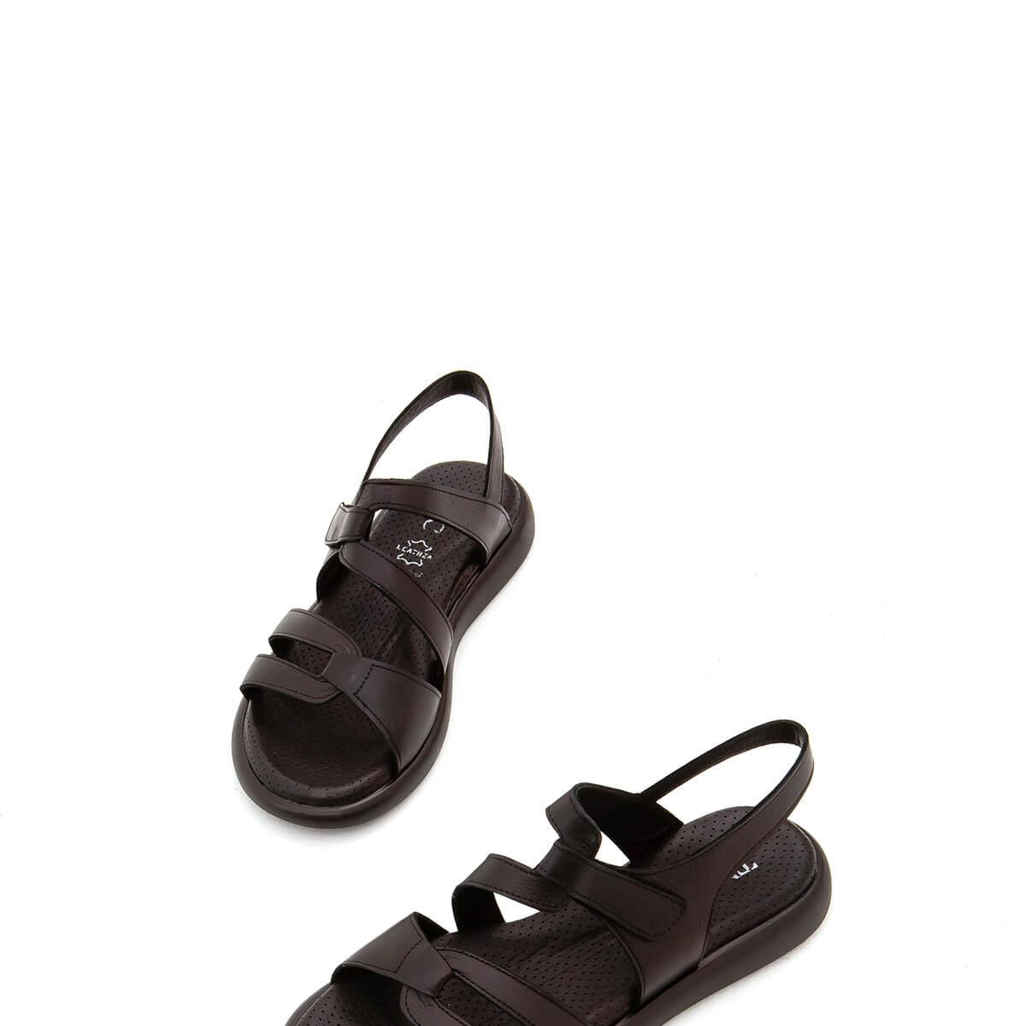 Tamer Tanca Kadın Hakiki Deri Siyah Düz Sandalet