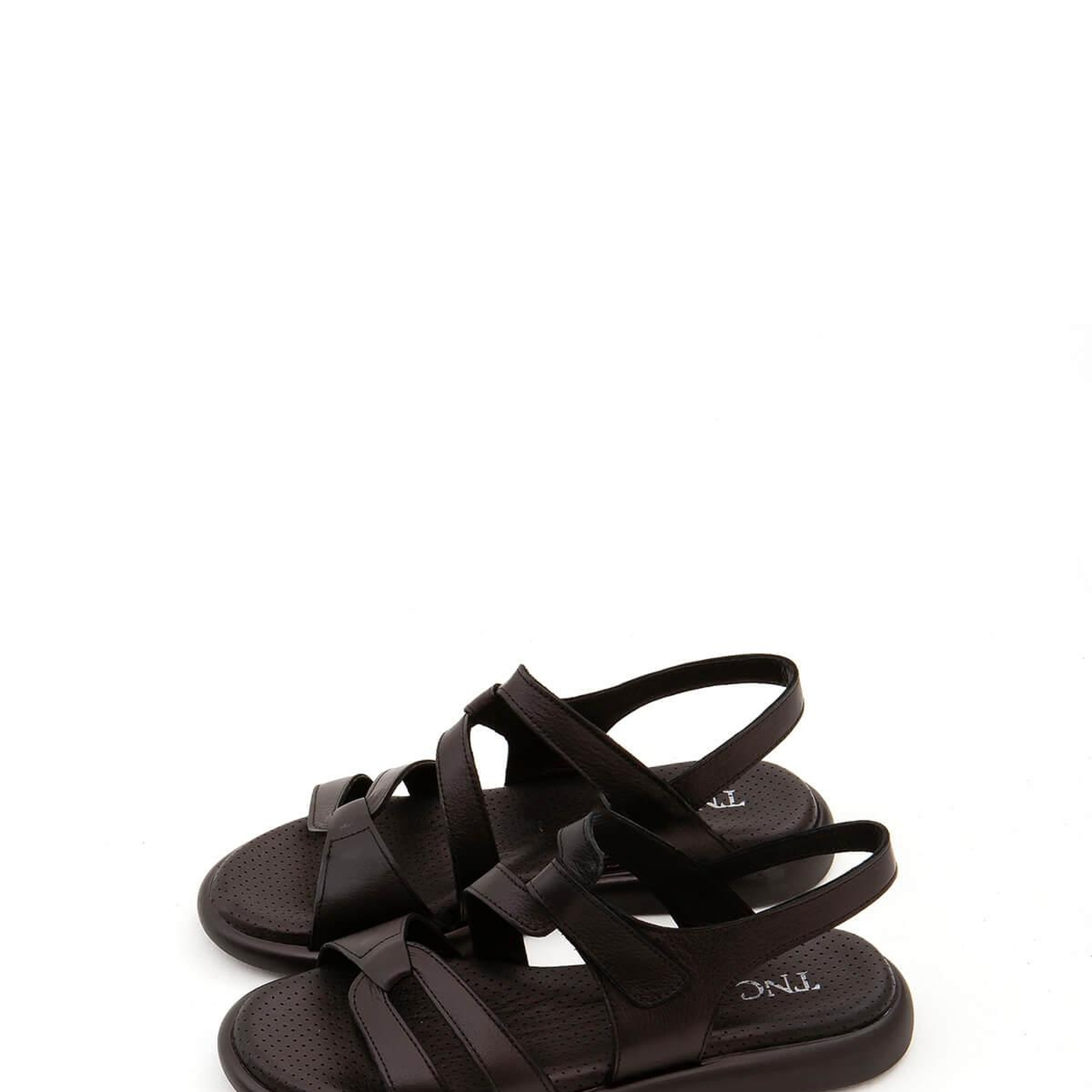 Tamer Tanca Kadın Hakiki Deri Siyah Düz Sandalet