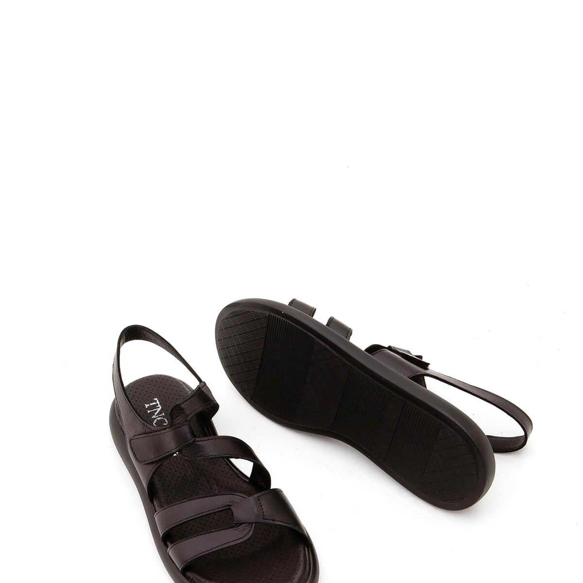 Tamer Tanca Kadın Hakiki Deri Siyah Düz Sandalet