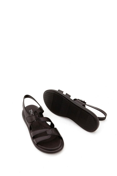  Tamer Tanca Kadın Hakiki Deri Siyah Düz Sandalet