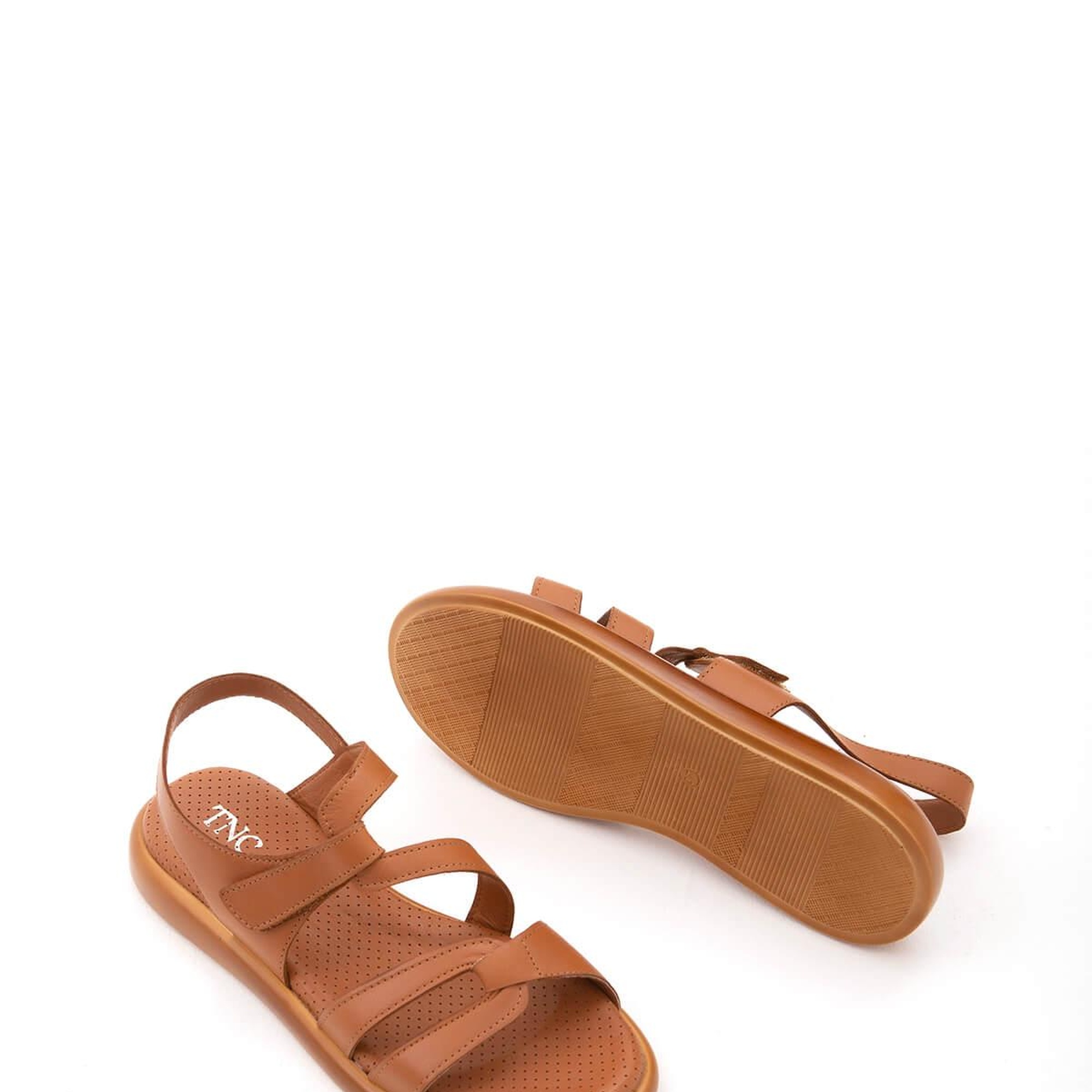 Tamer Tanca Kadın Hakiki Deri Taba Düz Sandalet