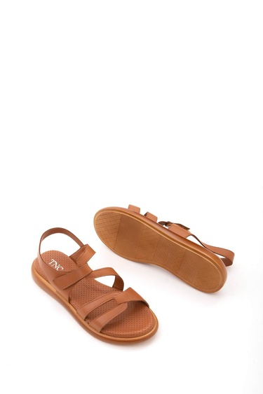  Tamer Tanca Kadın Hakiki Deri Taba Düz Sandalet