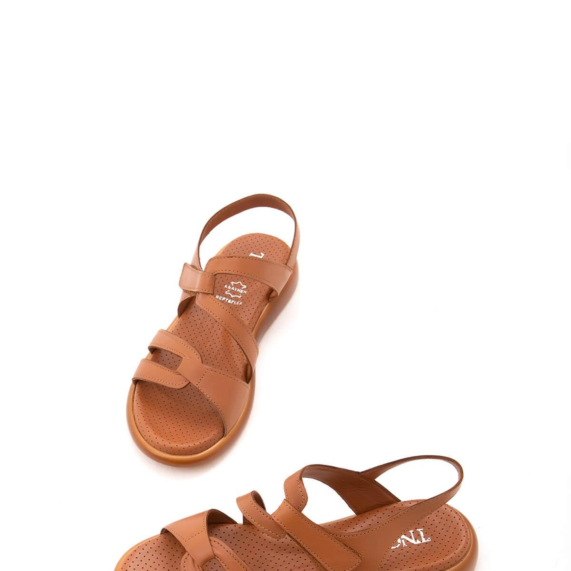 Tamer Tanca Kadın Hakiki Deri Taba Düz Sandalet