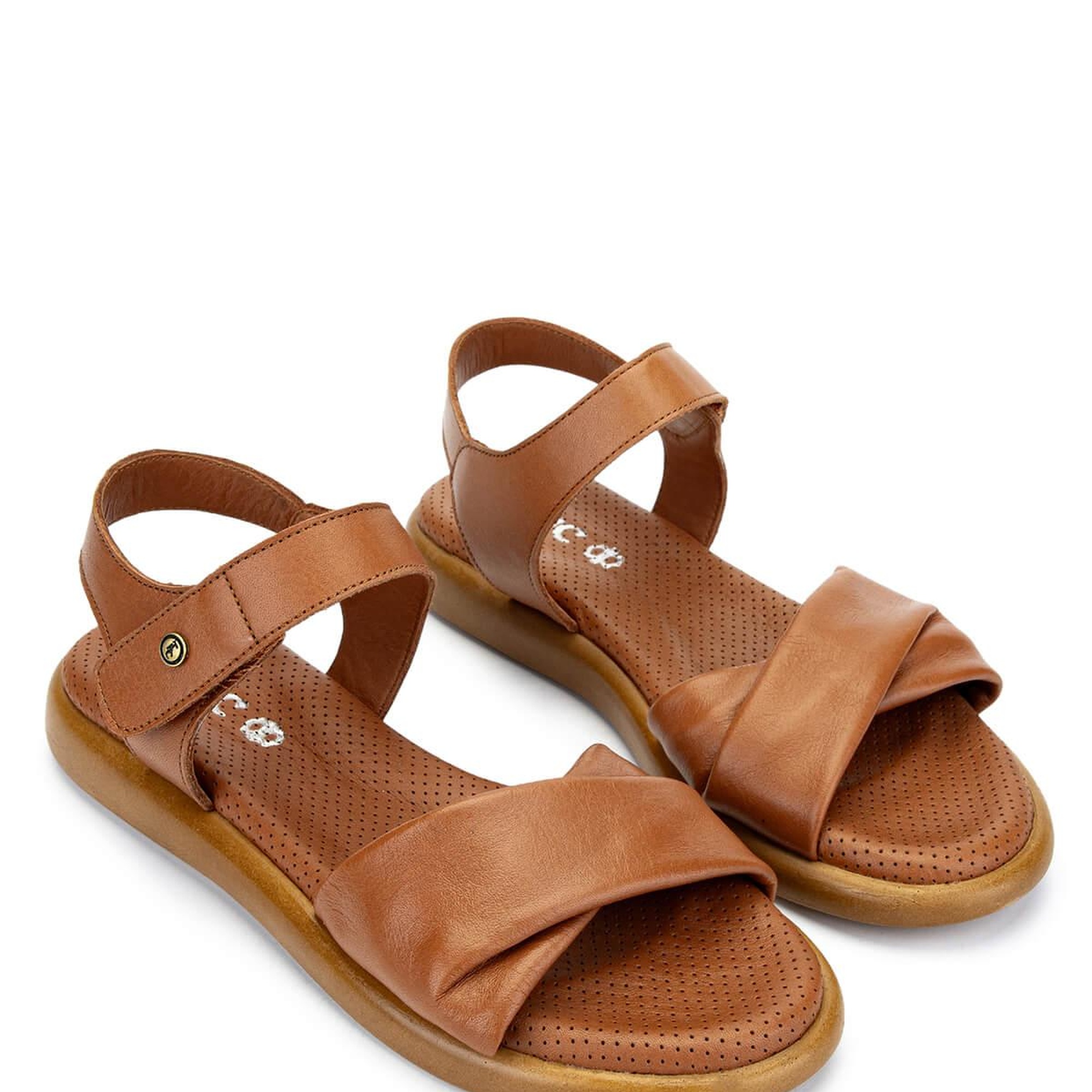 Tamer Tanca Kadın Hakiki Deri Taba Düz Sandalet