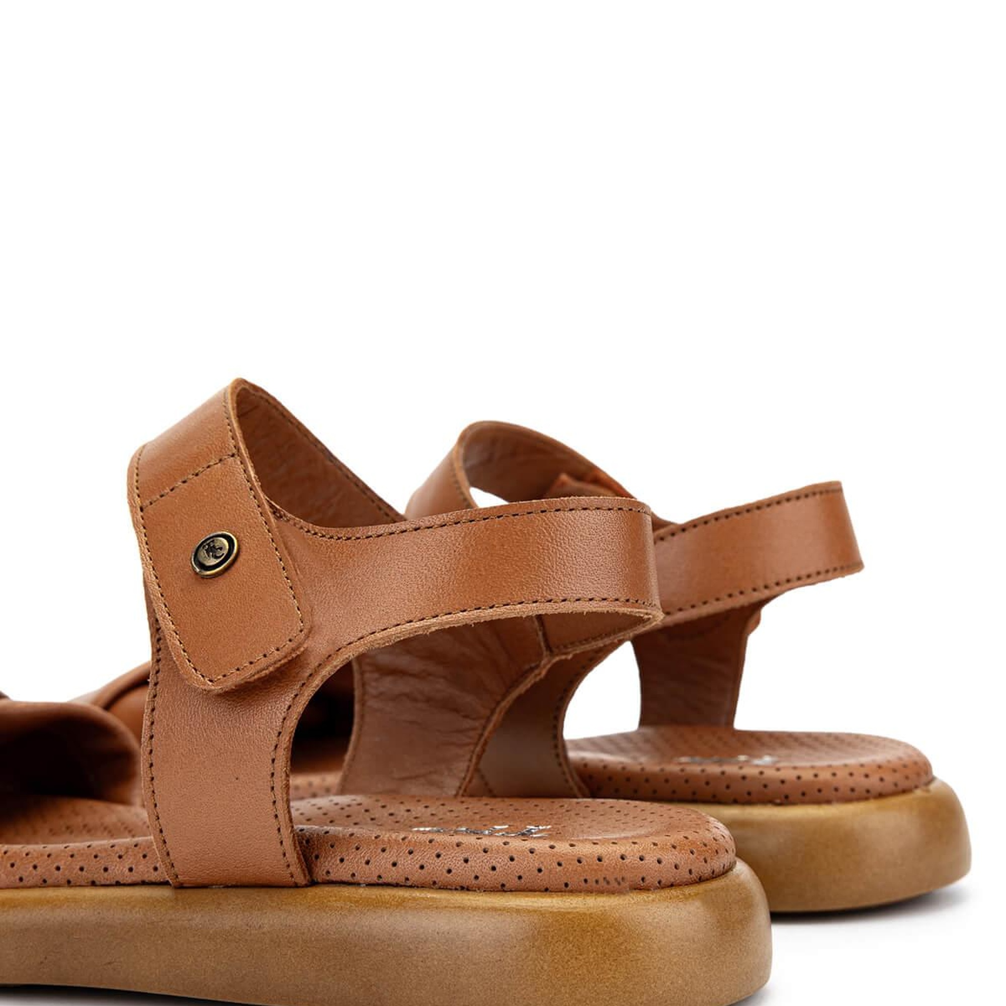 Tamer Tanca Kadın Hakiki Deri Taba Düz Sandalet