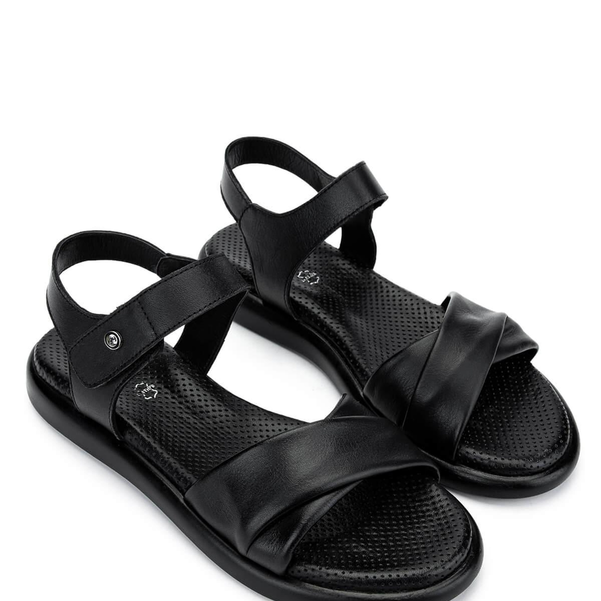 Tamer Tanca Kadın Hakiki Deri Siyah Düz Sandalet