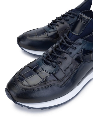 Tamer Tanca Erkek Hakiki Deri Lacivert Sneakers & Spor Ayakkabı