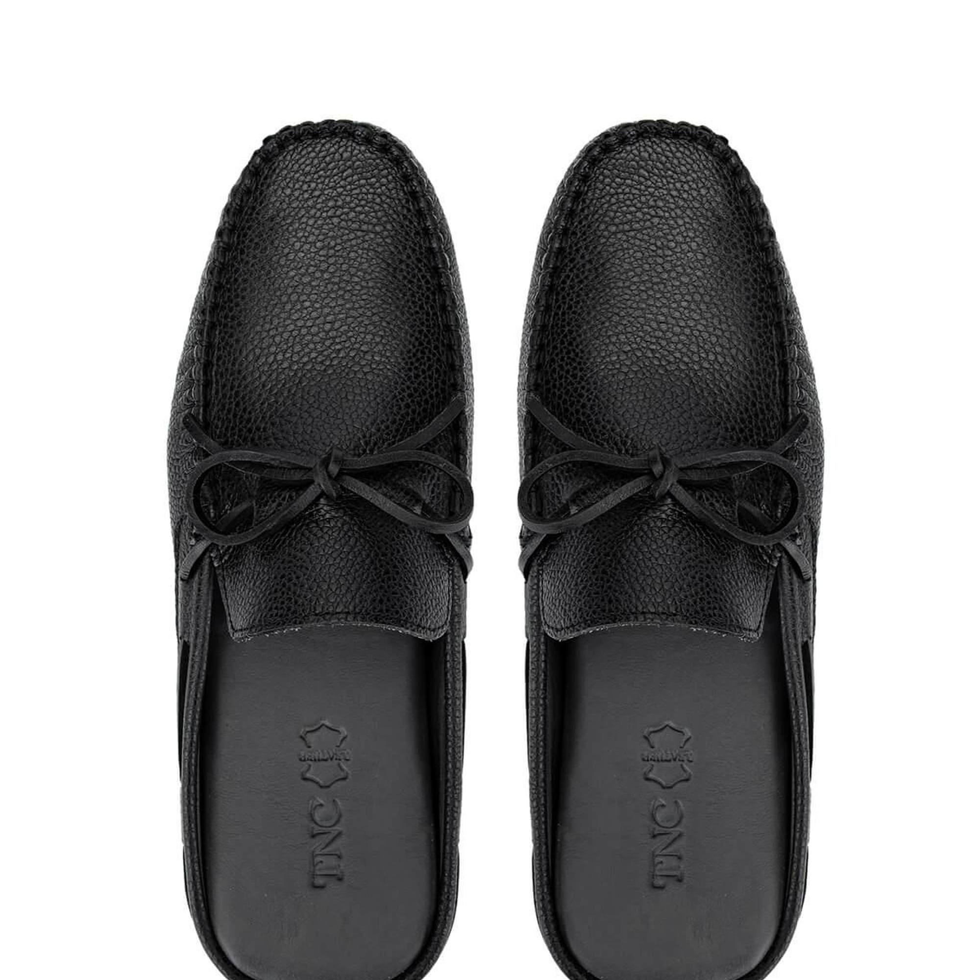 Valmenti Enjex Erkek Siyah Floter Hakiki Deri Düz Terlik